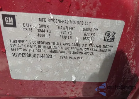 2016 Chevrolet Cruze Limited 1Lt Auto z USA, uszkodzony, nr VIN 1G1PE5SB9G7144023